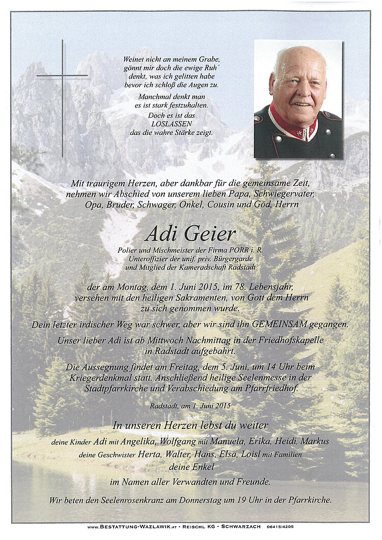 Parte von Adi Geier † 01.06.2015