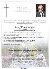 Parte von Josef Prommegger † 14.03.2026 aus Dorfgastein