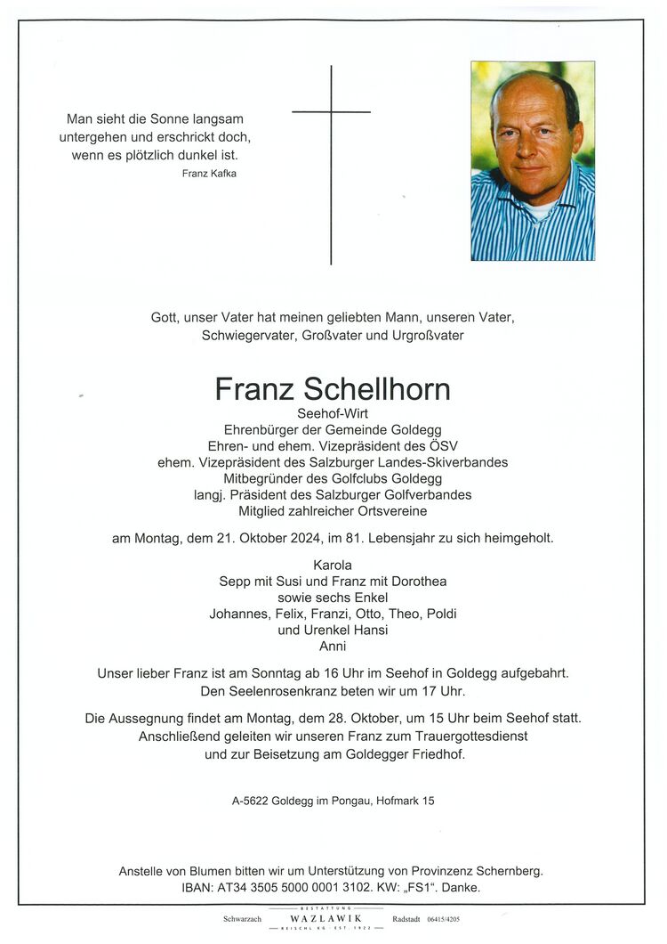 Parte von Franz Schellhorn † 21.10.2024