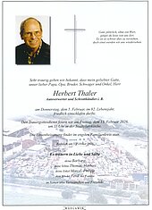 Parte von Herbert Thaler † 05.02.2026 aus Radstadt