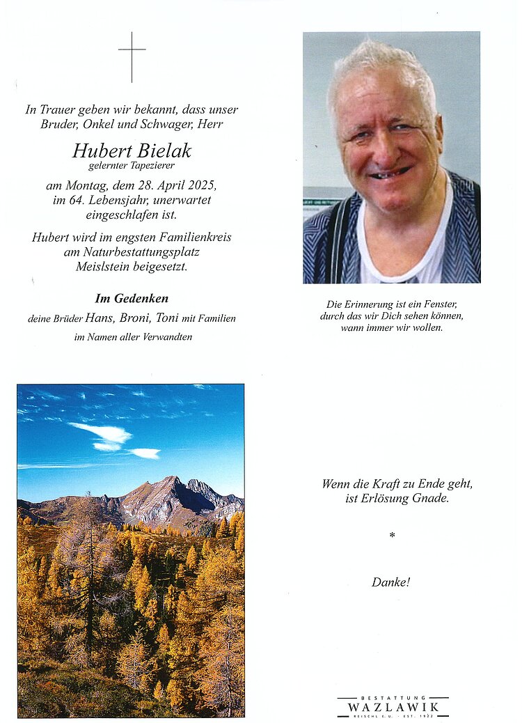 Parte von Hubert Bielak † 28.04.2025