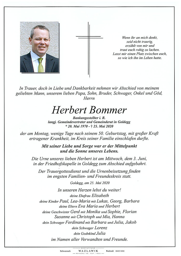 Parte von Herbert Bommer † 25.05.2020