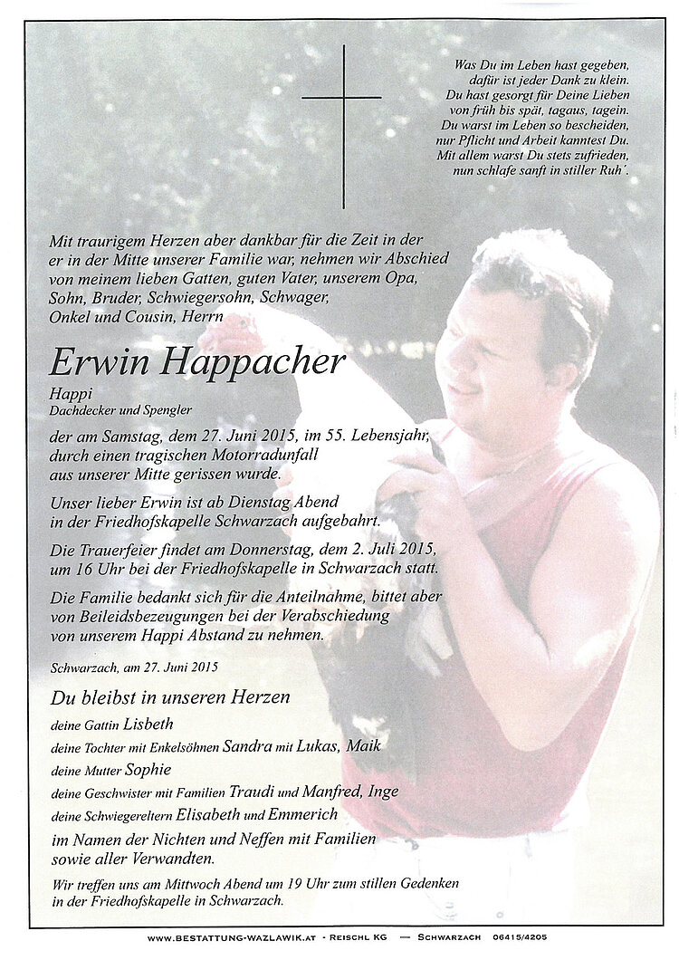 Parte von Erwin Happacher † 27.06.2015