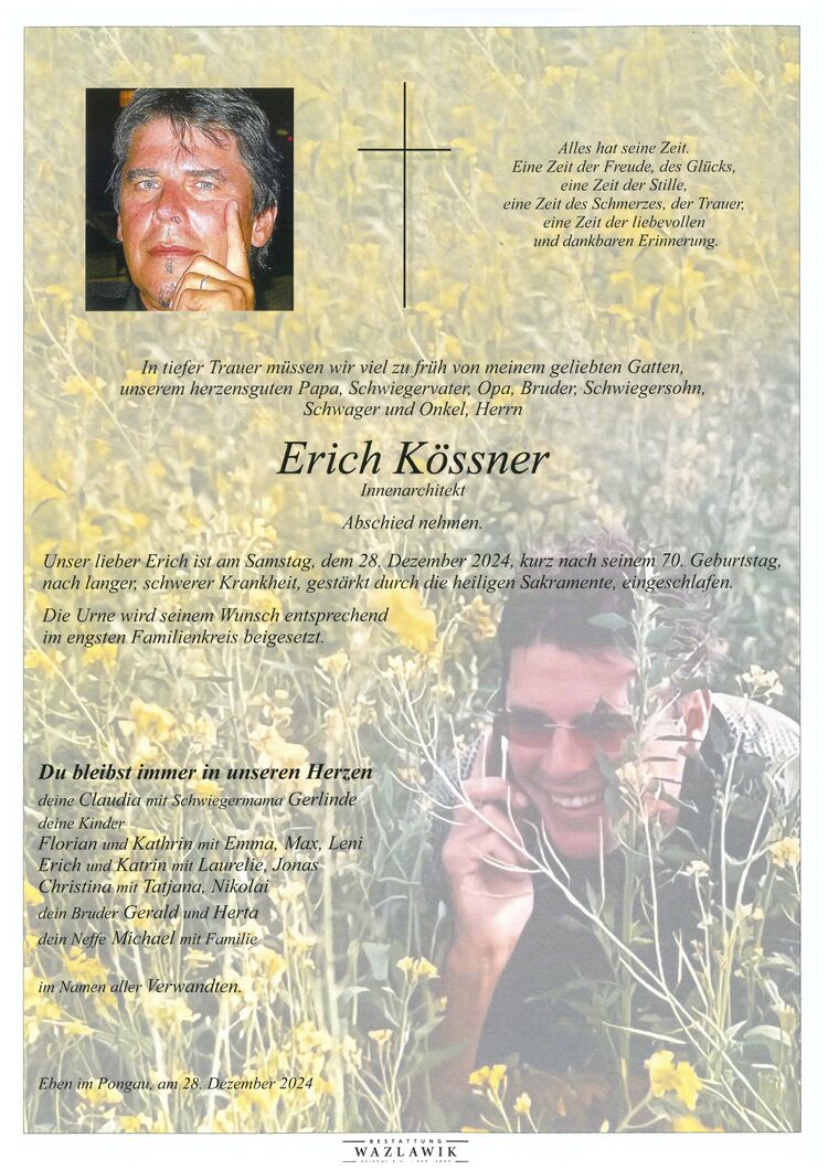 Parte von Erich Kössner † 28.12.2024