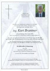 Parte von Ing. Kurt Brantner † 08.06.2026 aus St. Veit im Pongau
