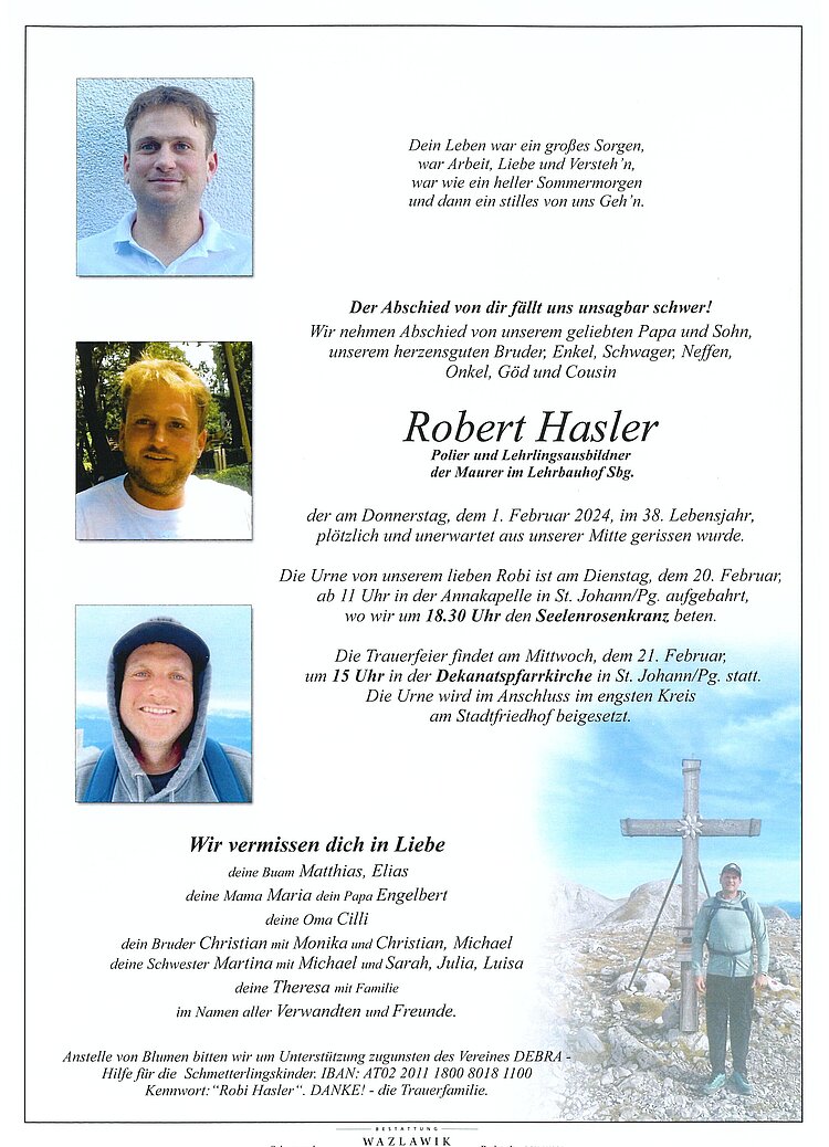 Parte von Robert Hasler † 01.02.2024