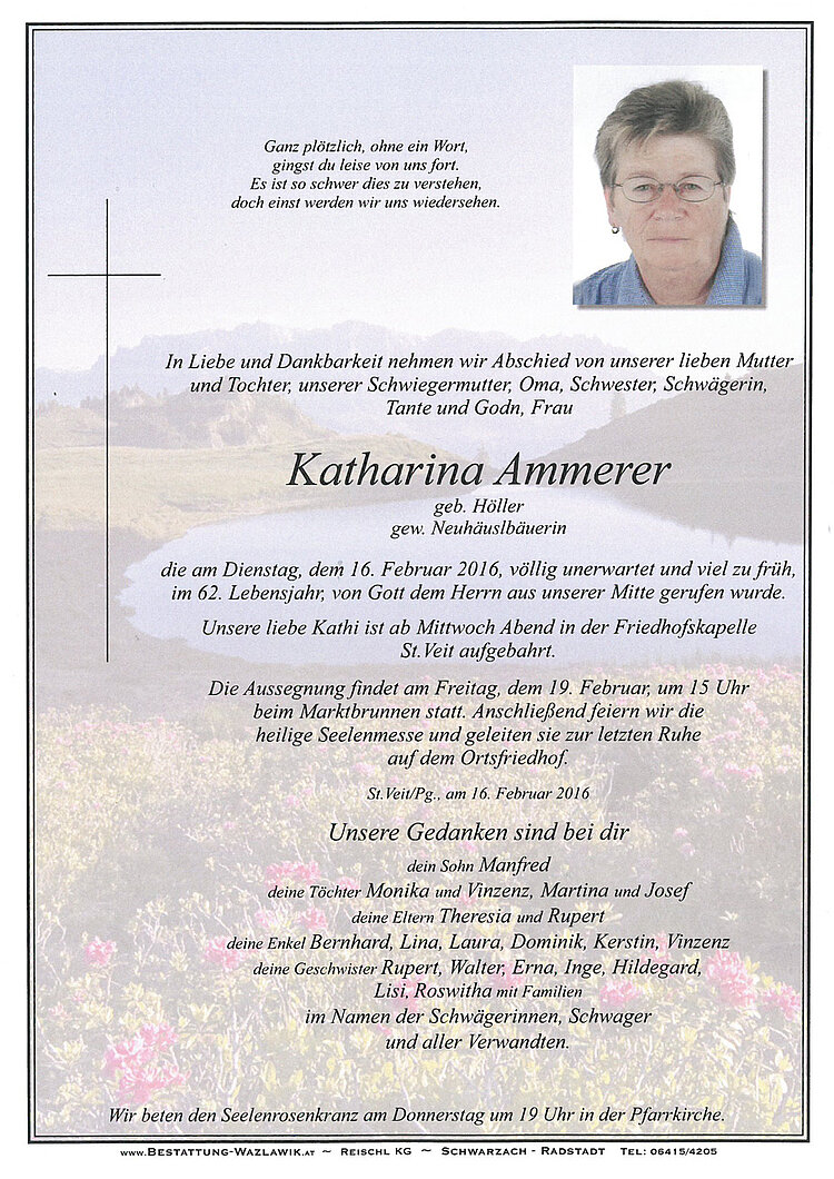 Parte von Katharina Ammerer † 16.02.2016