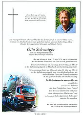 Parte von Otto Schwaiger † 13.05.2026 aus Mühlbach a. Hkg