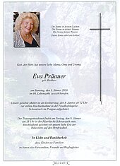 Parte von Eva Präauer † 03.01.2026 aus Schwarzach im Pongau
