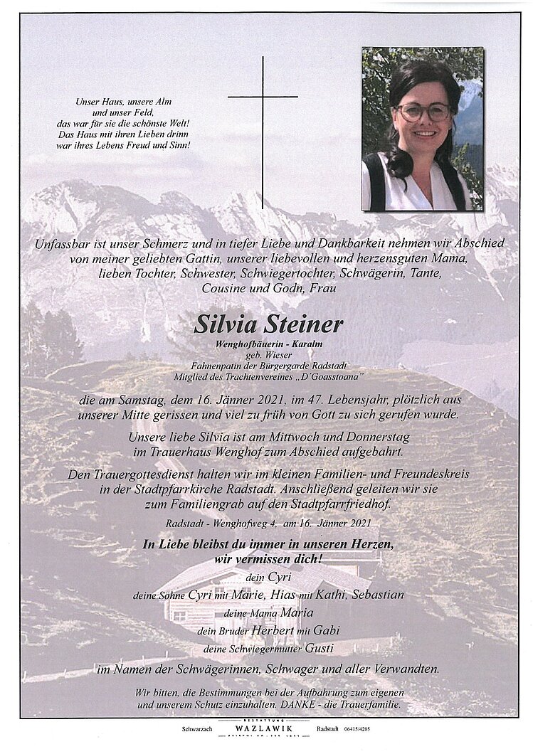 Parte von Silvia Steiner † 16.01.2021