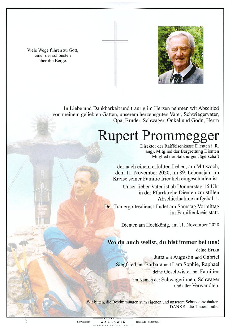 Parte von Rupert Prommegger † 11.11.2020