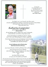 Parte von Katharina Langreiter † 23.08.2025 aus Rauris