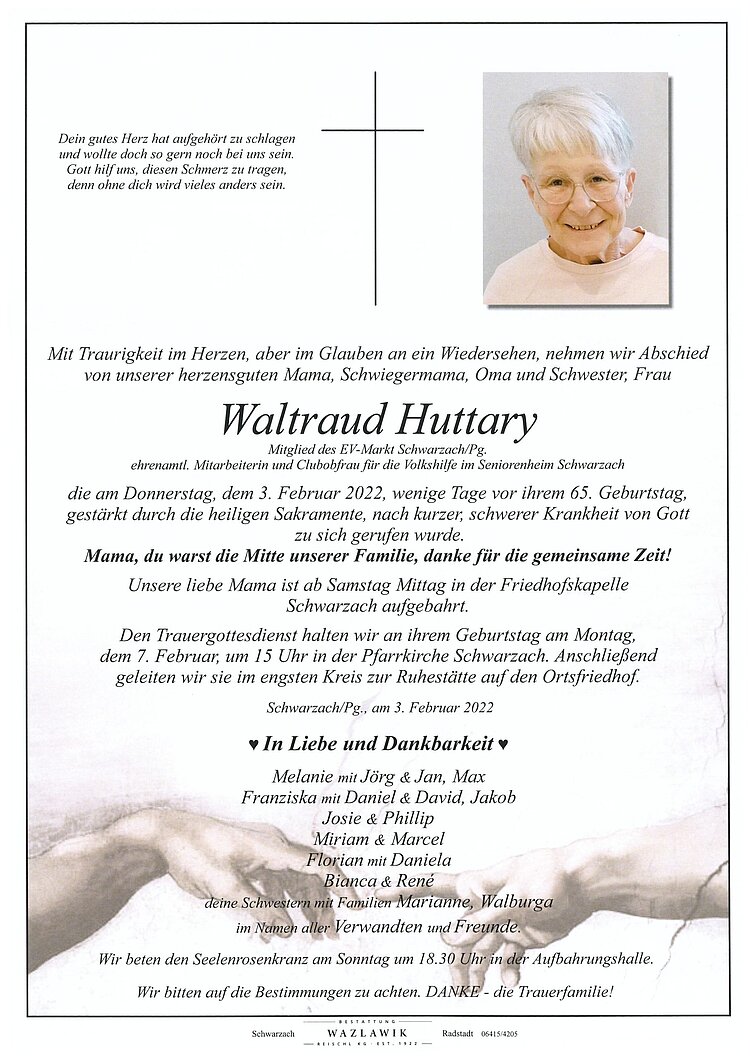 Parte von Waltraud Huttary † 03.02.2022