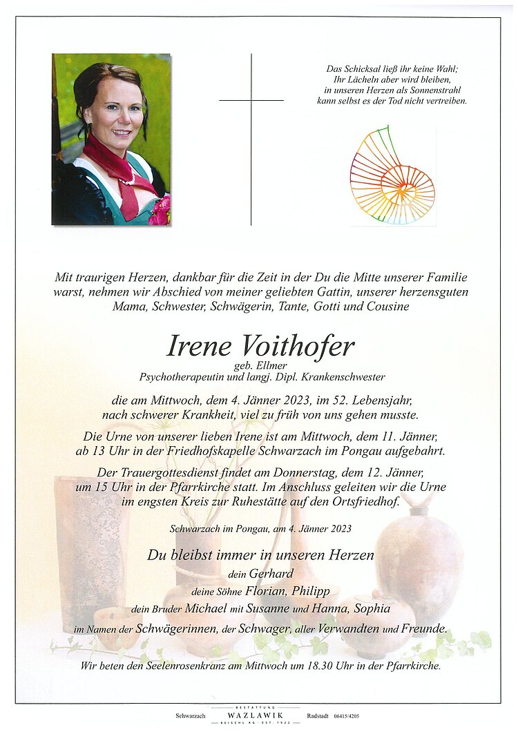 Parte von Irene Voithofer † 04.01.2023