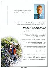 Parte von Hans Hechenberger † 07.04.2026 aus Lend