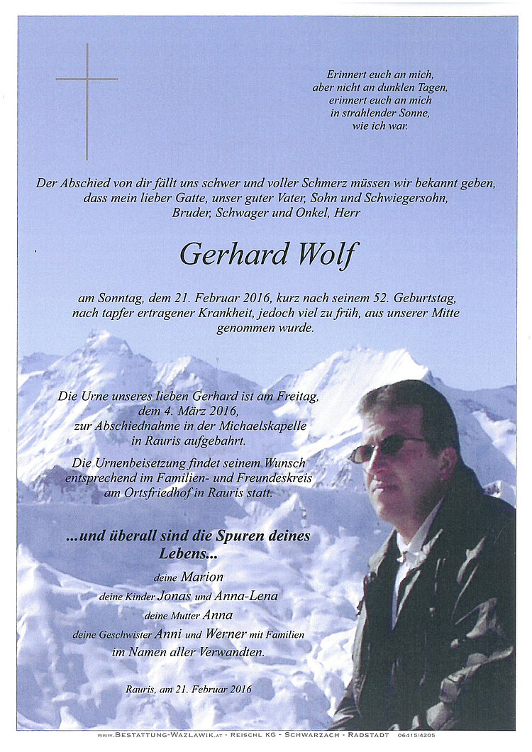 Parte von Wolf Gerhard † 21.02.2016