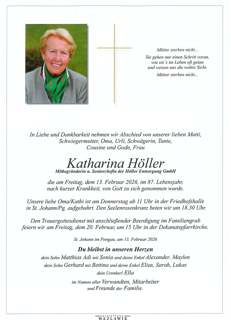 Parte von Katharina Höller † 13.02.2026