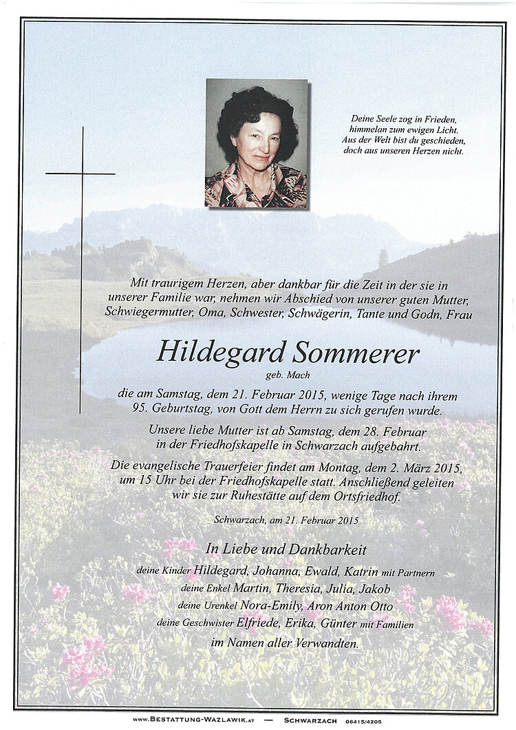 Parte von Hildegard Sommerer † 21.02.2015