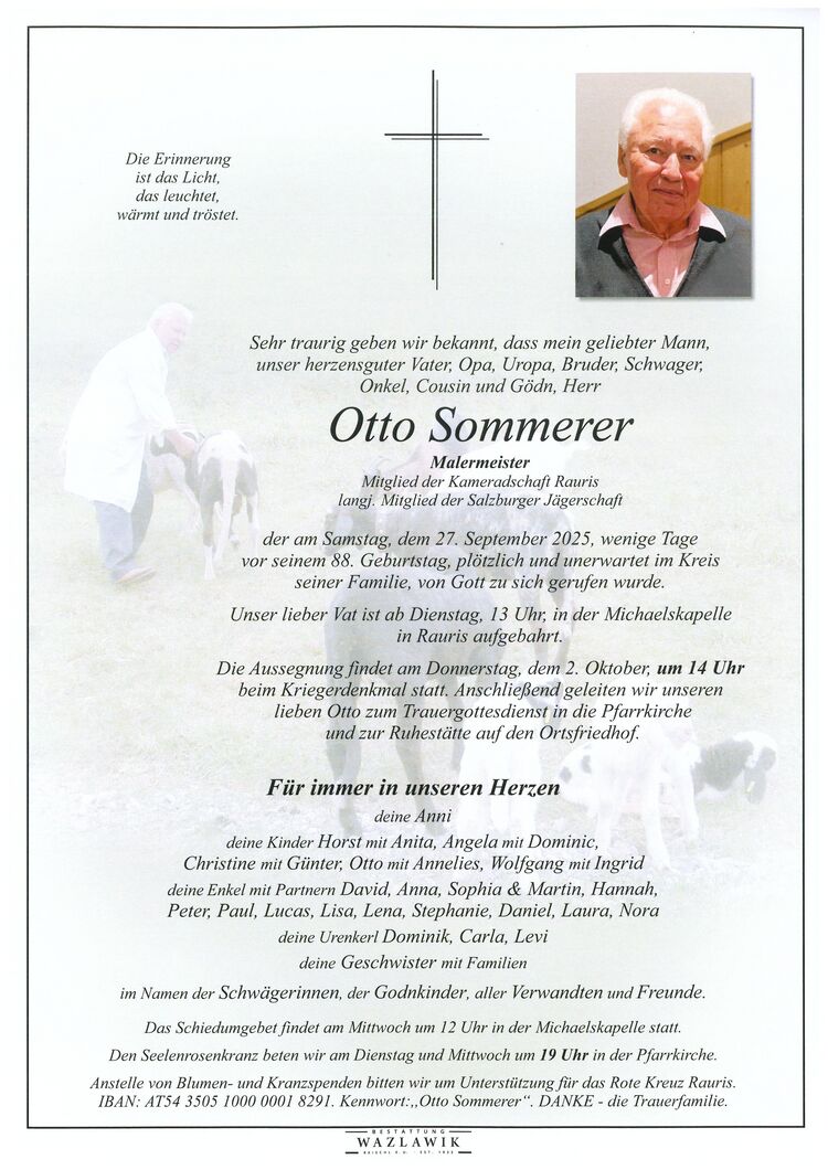 Parte von Otto Sommerer † 27.09.2025