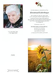 Parte von Ehrentraud Ledersberger † 26.08.2026 aus Meislstein - Goldegg