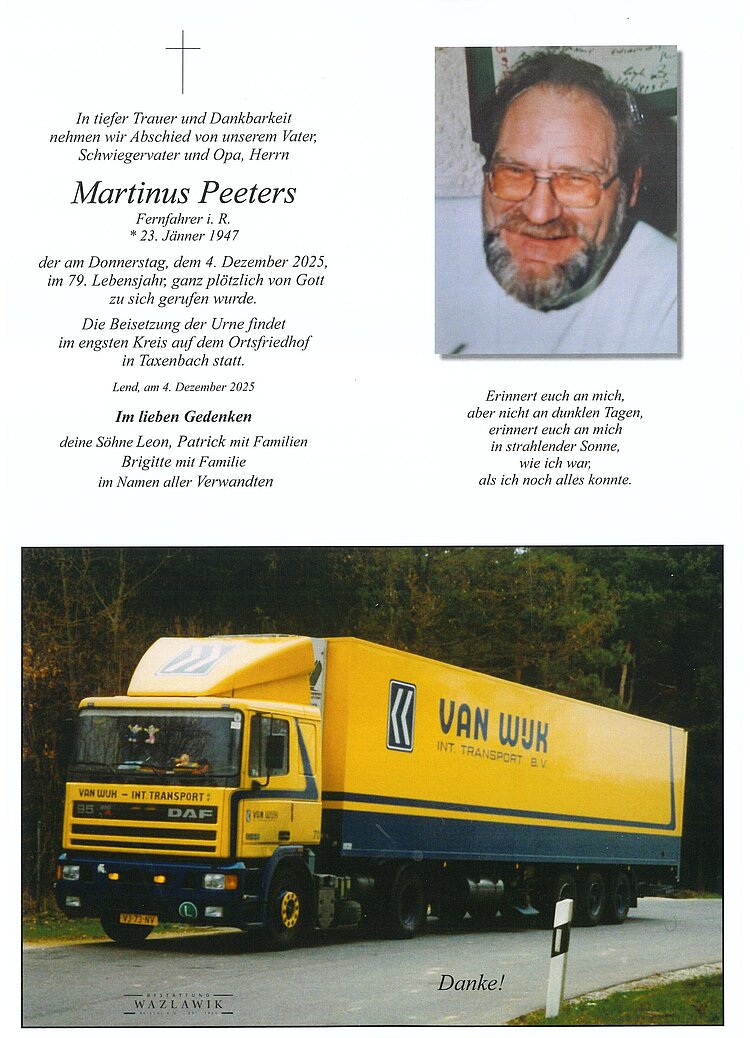 Parte von Martinus Peeters † 04.12.2025