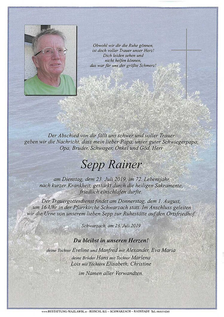 Parte von Sepp Rainer † 23.07.2019