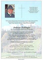 Parte von Andreas Hallinger † 17.06.2025 aus Mühlbach a. Hkg