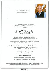 Parte von Adolf Doppler † 30.08.2026 aus St. Veit im Pongau