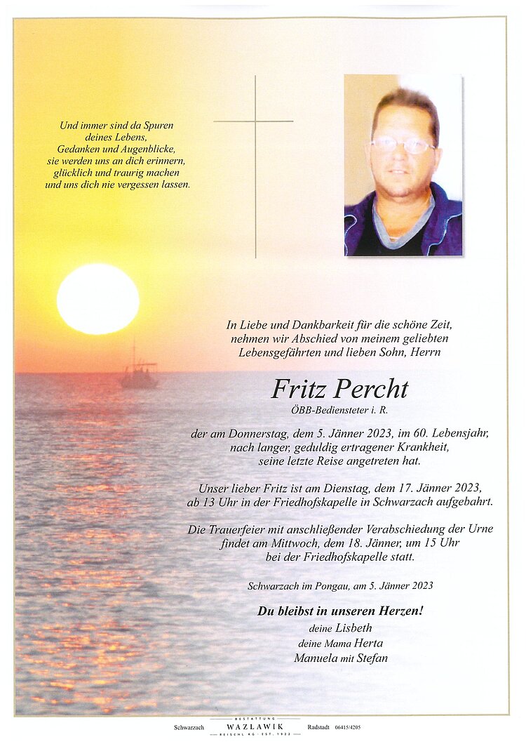 Parte von Fritz Percht † 05.01.2023