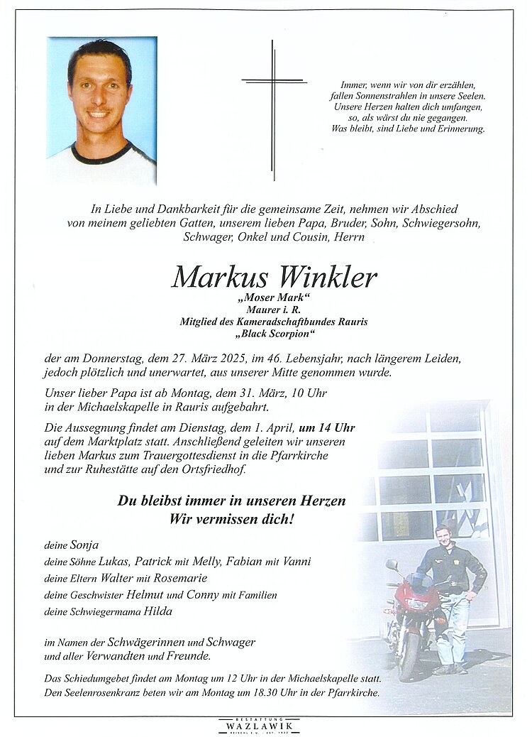 Parte von Markus Winkler † 27.03.2025