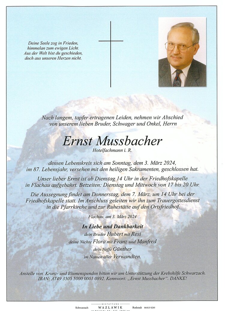 Parte von Ernst Mussbacher † 03.03.2024