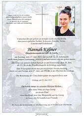 Parte von Hannah Kößner † 15.06.2025 aus Goldegg