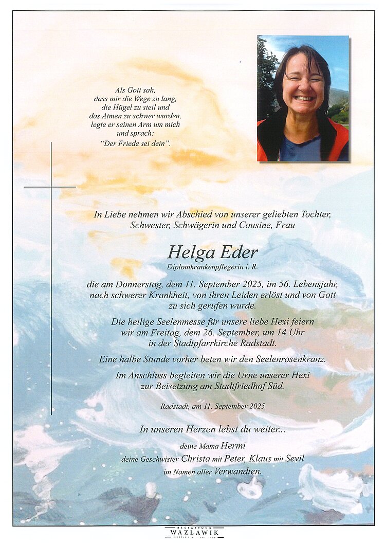 Parte von Helga Eder † 11.09.2025