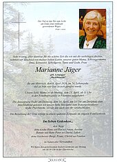Parte von Marianne Jäger † 08.04.2026 aus Filzmoos