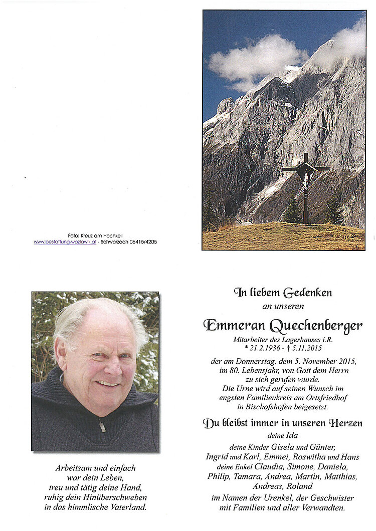 Parte von Emmeran Quechenberger † 05.11.2015