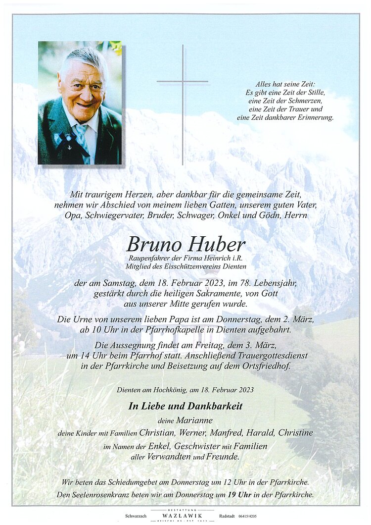 Parte von Bruno Huber † 18.02.2023