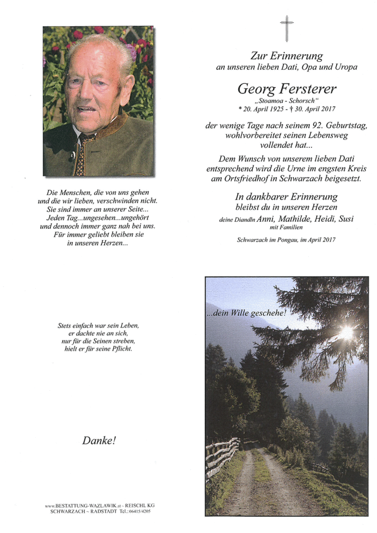 Parte von Georg Fersterer † 30.04.2017