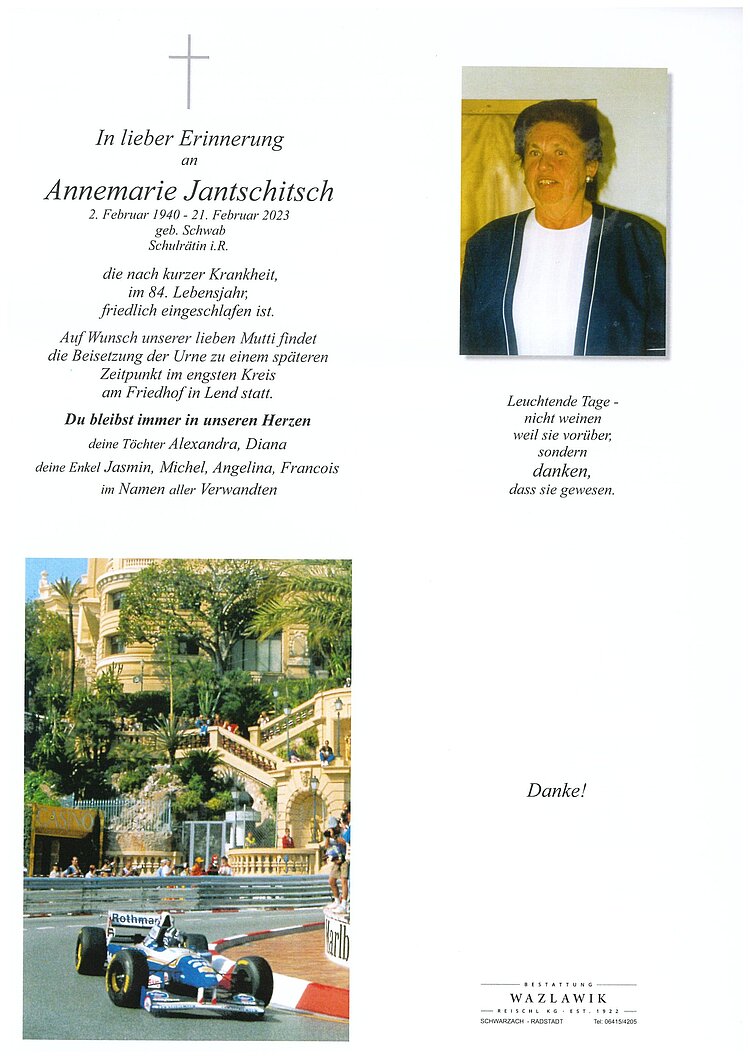 Parte von Annemarie Jantschitsch † 21.02.2023