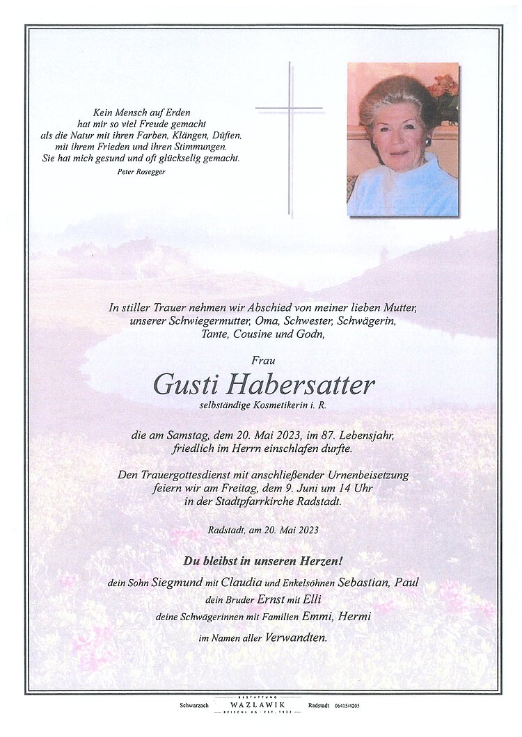 Parte von Gusti Habersatter † 20.05.2023