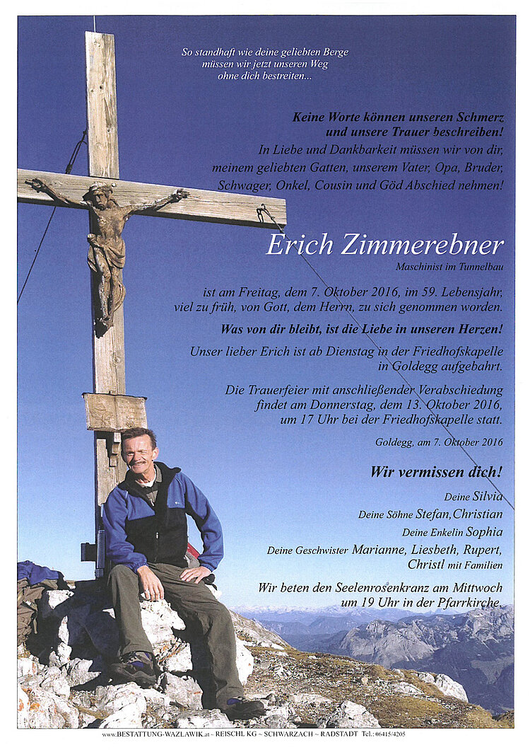 Parte von Erich Zimmerebner † 07.10.2016