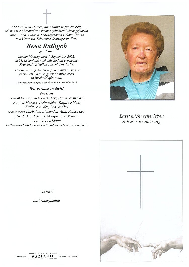 Parte von Rosa Rathgeb † 05.09.2022
