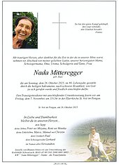 Parte von Nada Mitteregger † 26.10.2025 aus St. Veit im Pongau