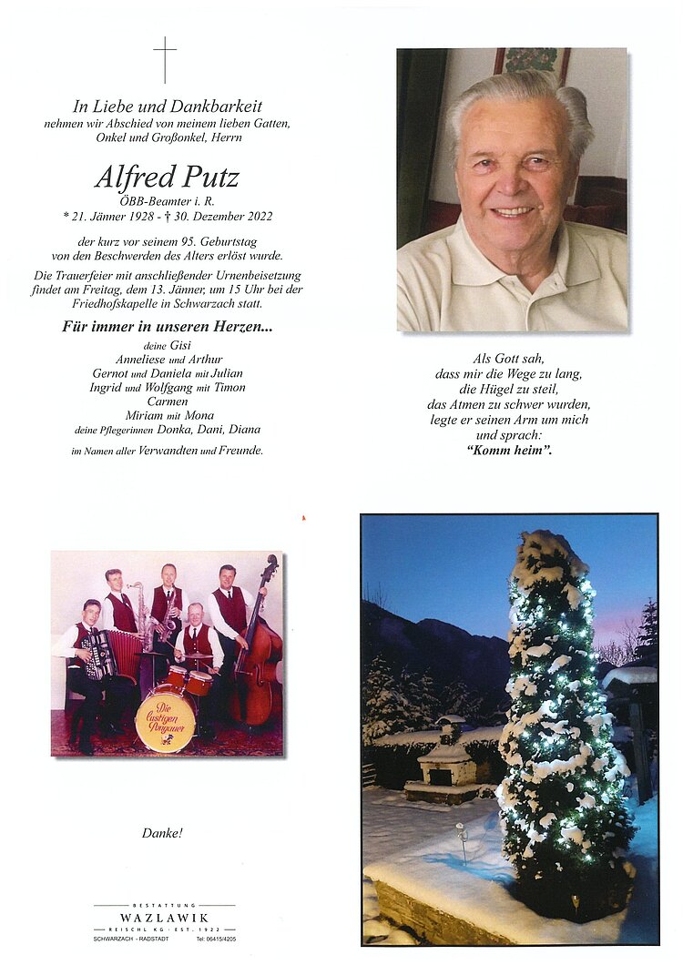 Parte von Alfred Putz † 30.12.2022