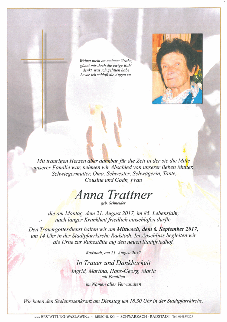 Parte von Anni Trattner † 21.08.2017