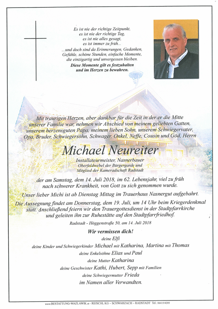 Parte von Michael Neureiter † 14.07.2018