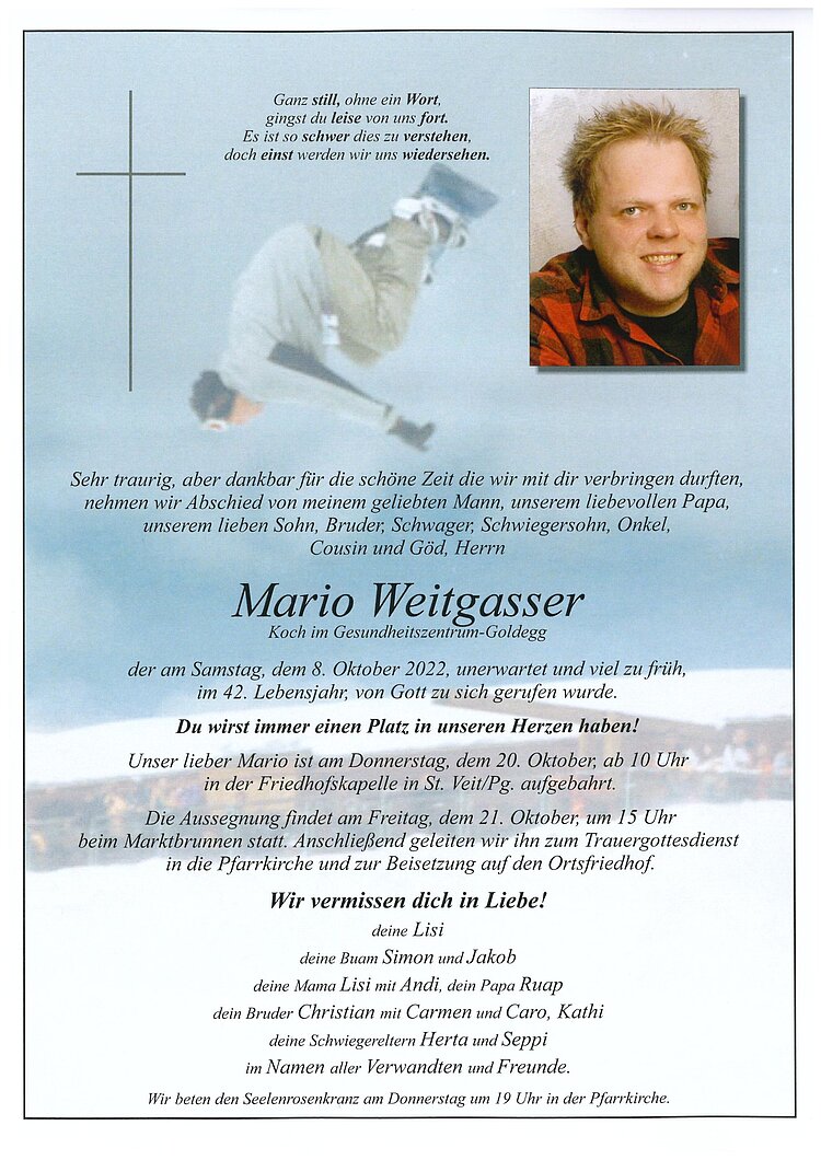Parte von Mario Weitgasser † 08.10.2022