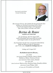 Parte von Bertus de Rouw † 30.08.2025 aus Goldegg