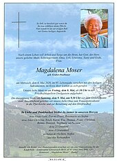 Parte von Magdalena Moser † 06.05.2026 aus Dorfgastein