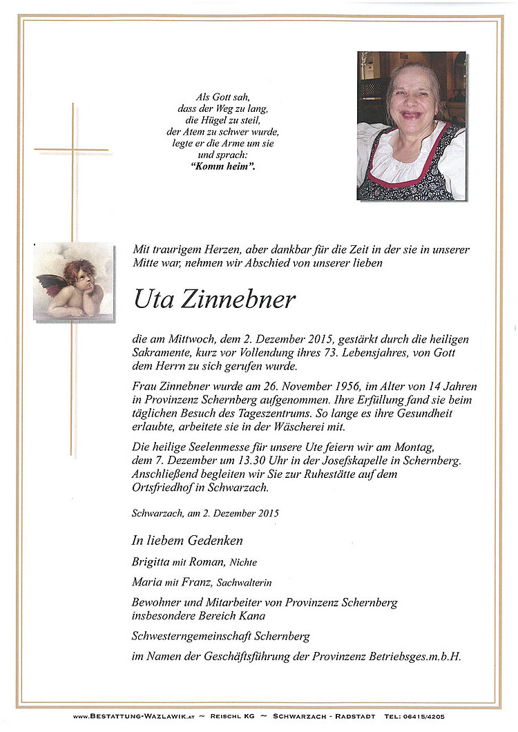 Parte von Uta Zinnebner † 02.12.2015