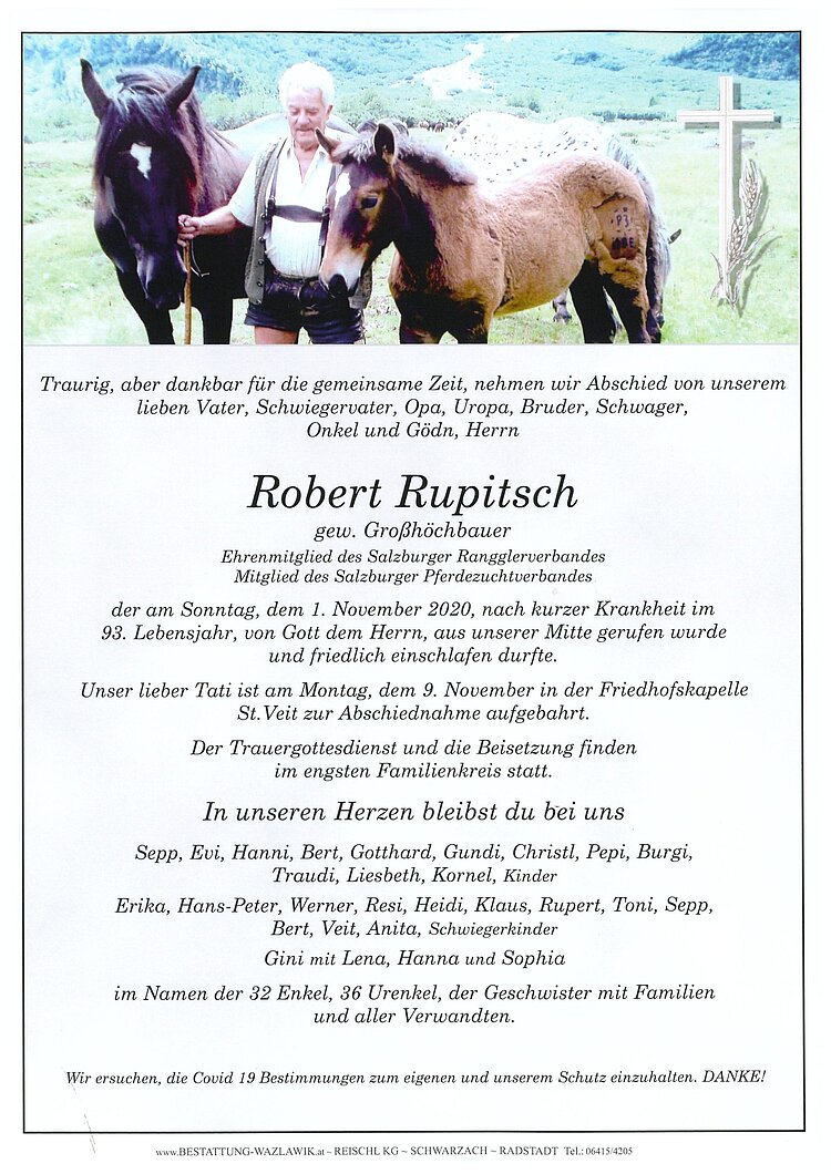 Parte von Robert Rupitsch † 01.11.2020